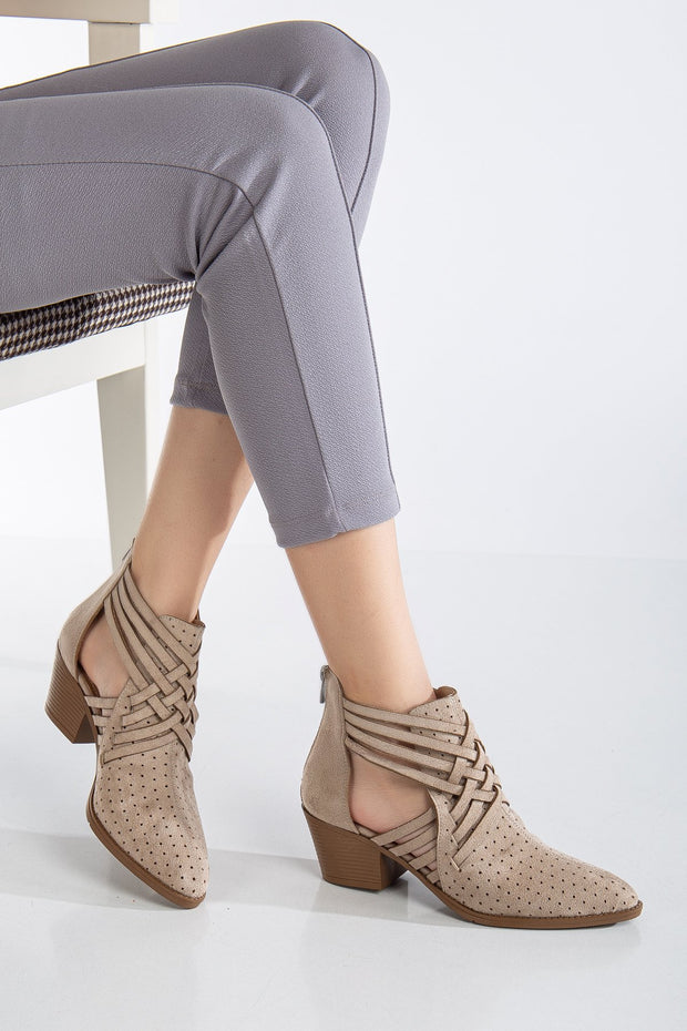 Women's western ankle boots · Knitted detail, Suede-look — ES-206690