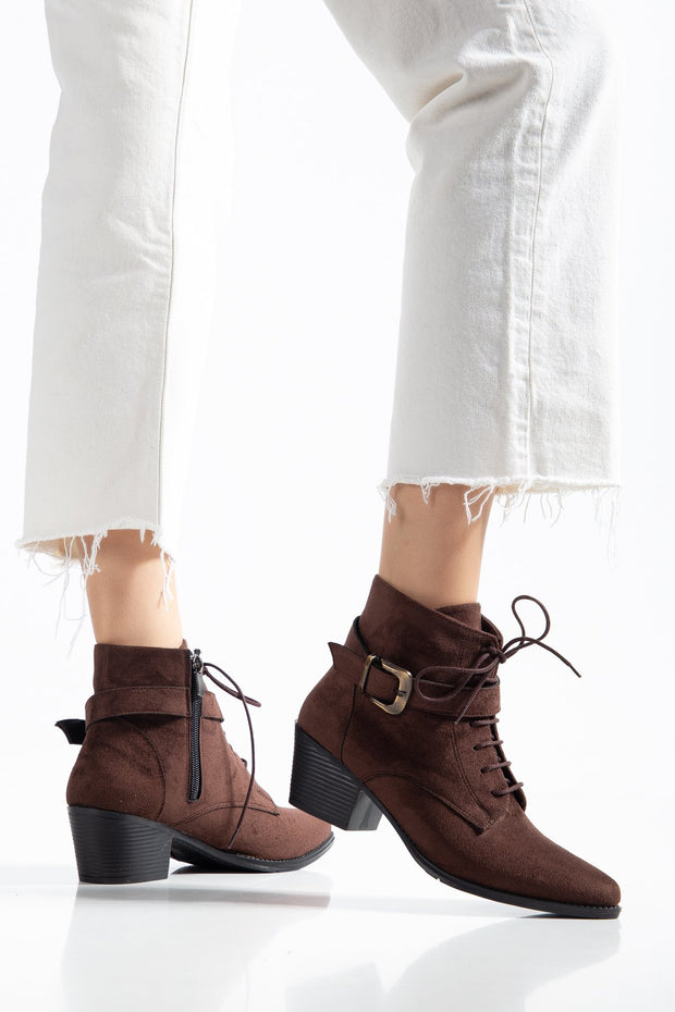 Damen-Cowboy-Stiefeletten · Mit Schnallen, Blockabsatz, Mit Reißverschluss — ES-988322