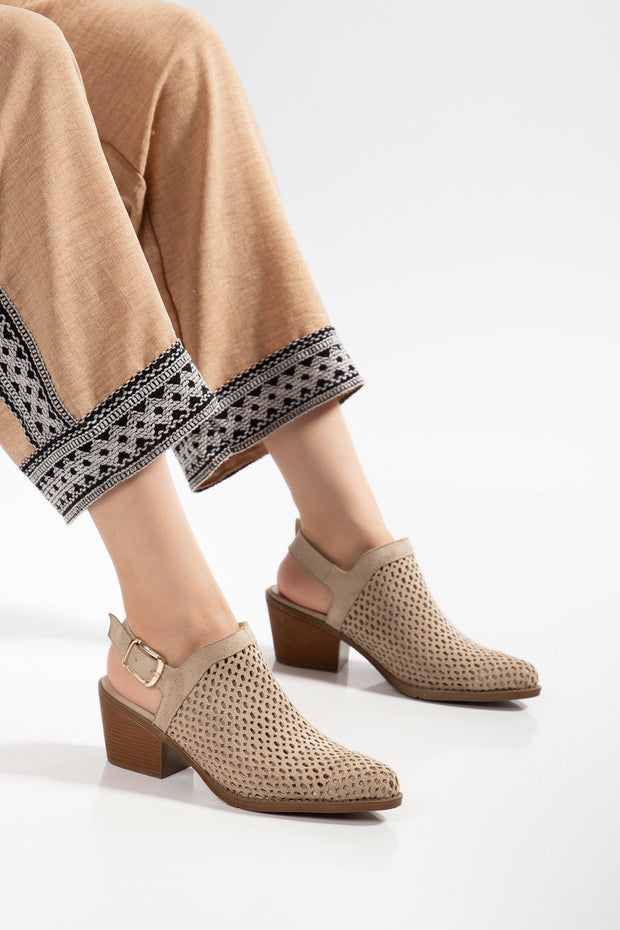 Women's western ankle boots · Open back, Suede-look — ES-684706