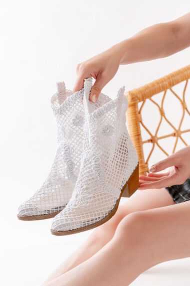 Bohemian-Cowboy-Sommerstiefeletten im Western-Stil aus Textilspitzenstoff