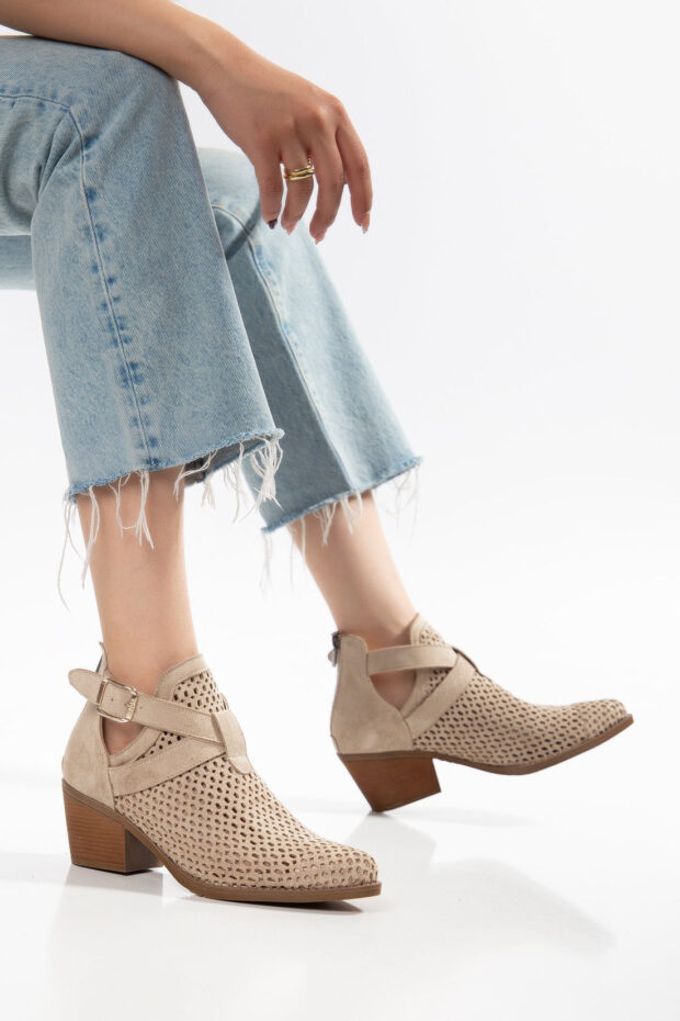 Women’s ankle boots · Buckle detail, Perforated design, Strap details — ES-N0012