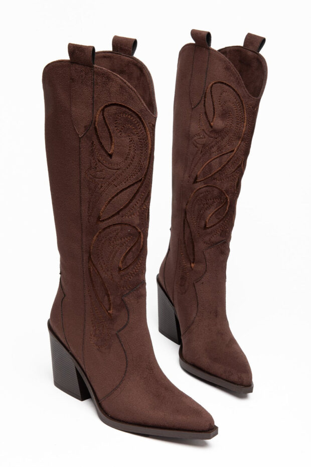 Botas cowboy de mujer · Bordado, Puntera fina, Tacón bloque — ES-N0038